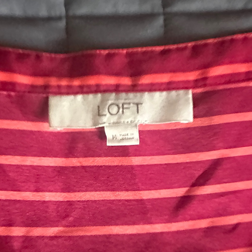 LOFT Pink and Red Striped Scoop Neck Tank Size M - Picture 2 of 7